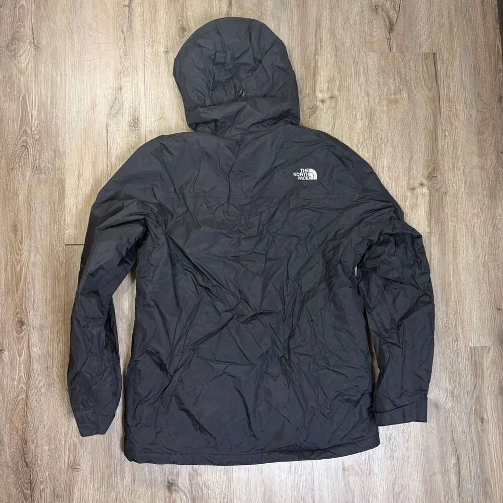 The North Face Mens Shell Jacket Medium HyVent Black Full Zip Hooded Windbreaker